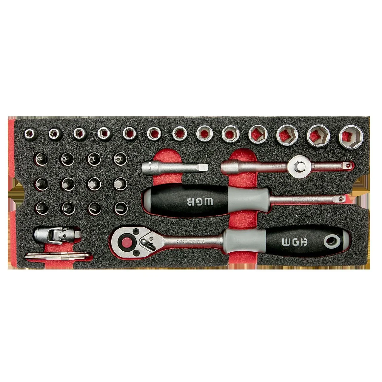 Werkstattwagen - 5 Schubladen, bestückt mit 9 Modulen, 140-teilig - 9