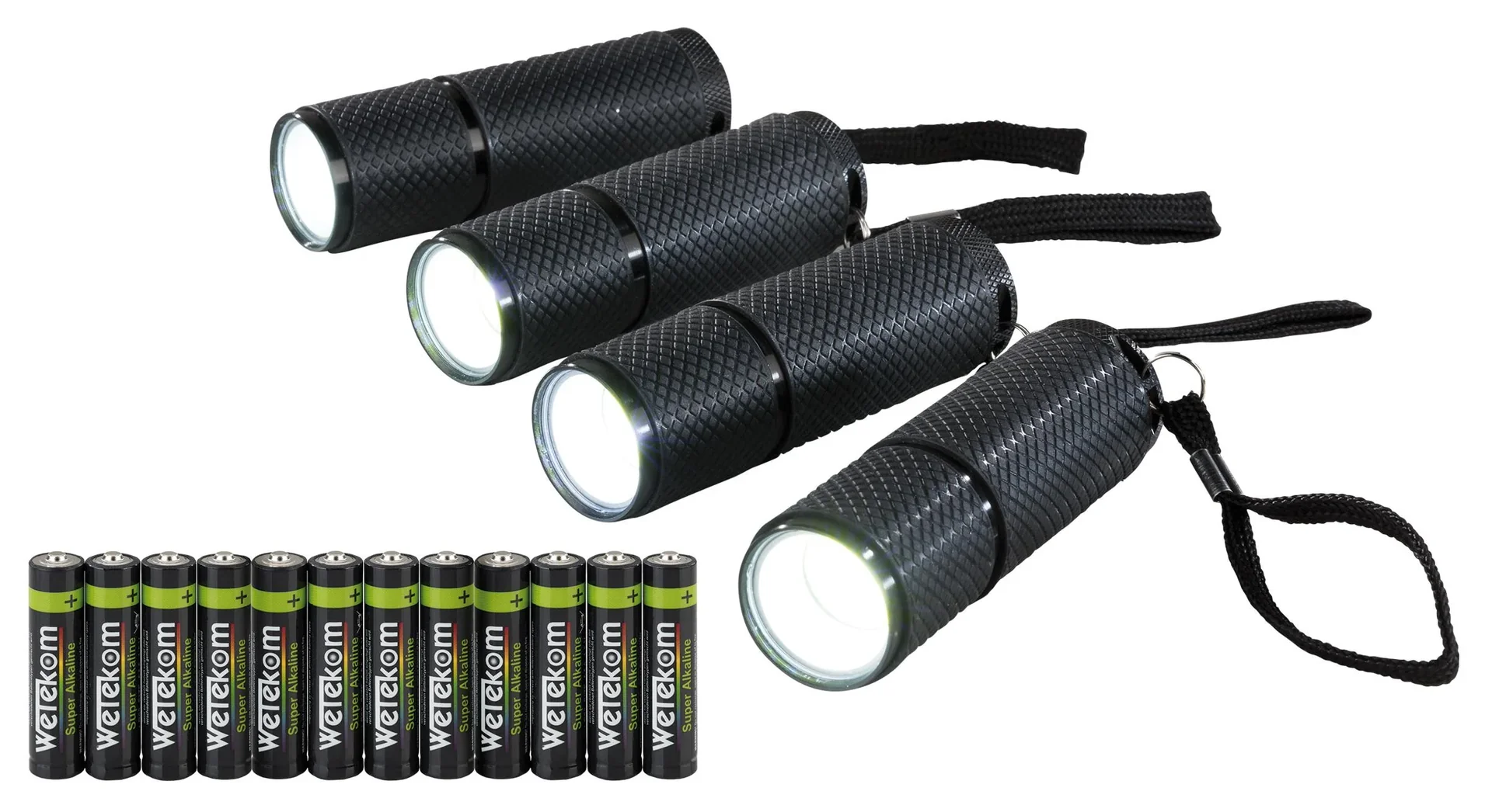 Taschenlampen mit rutschfester Gummierung inklusive Batterien - 4er Set - 0