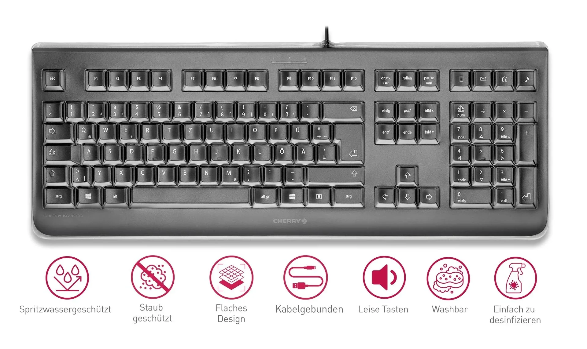 Kabelgebundene Tastatur KC 1068 schwarz - 1