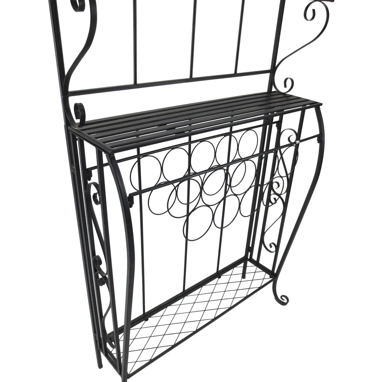 Weinregal Weinhalter Flaschenregal Standregal für 9 Flaschen Metall Schwarz 75 x 25 x 169 cm - 0