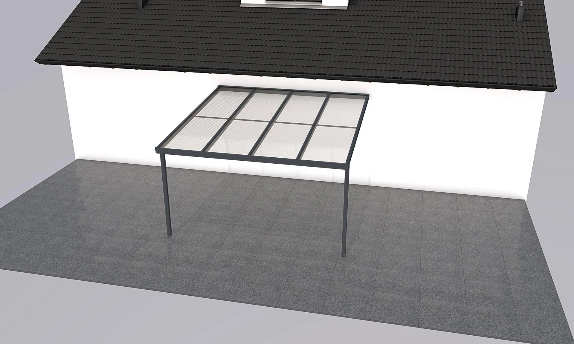 Terrassendach Premium, anthrazit, 4102 x 4060 mm - Acryl Stegplatten 16mm, klar - 2