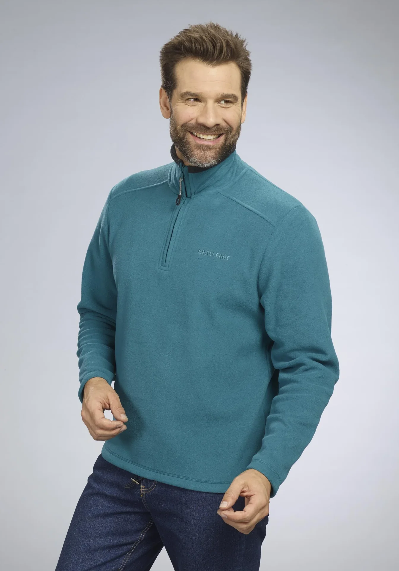 Fleeceshirt mit Reißverschluss, Farbe grün, Gr.M - 1