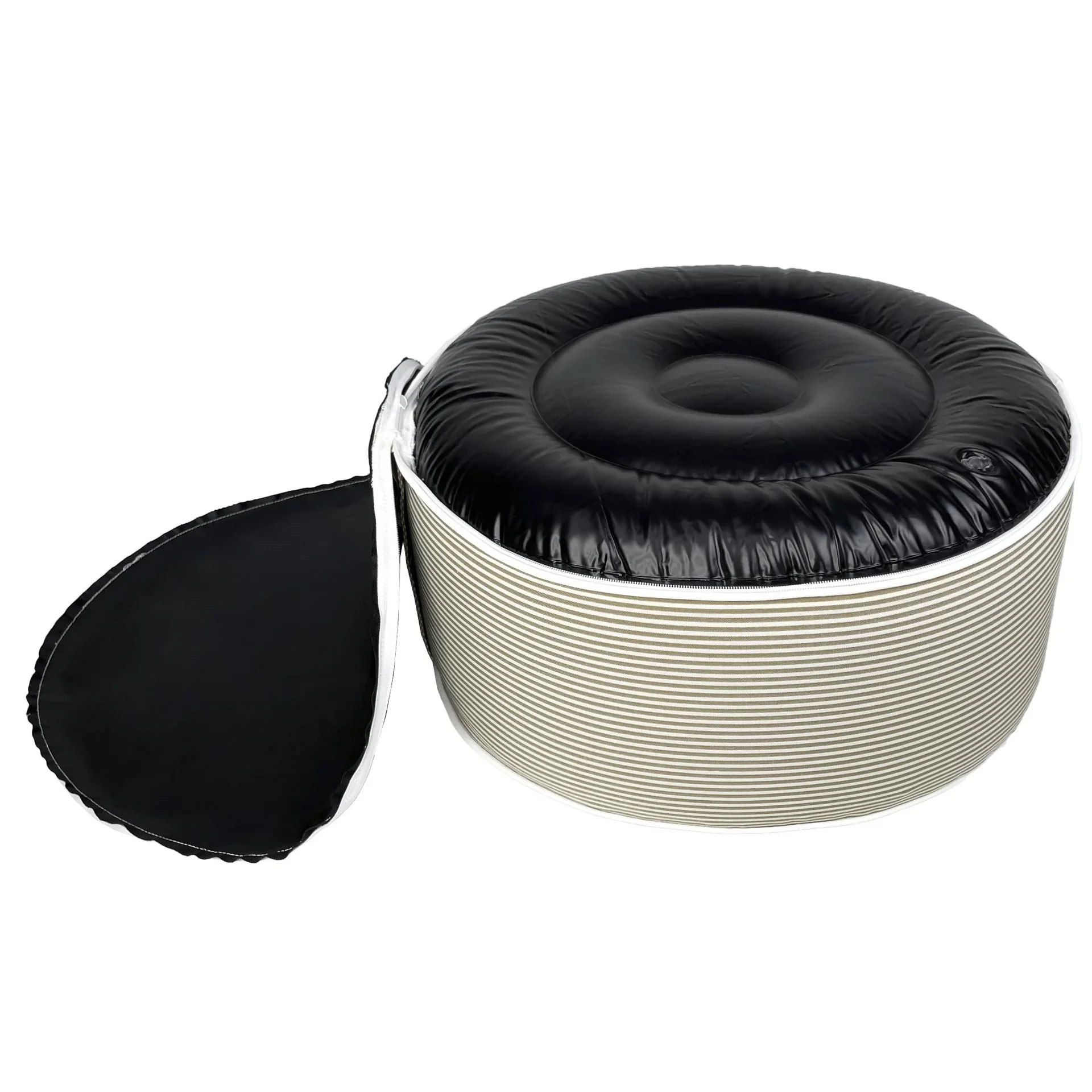 Aufblasbarer Lounge-Sitzhocker in Natur/Weiss - 5