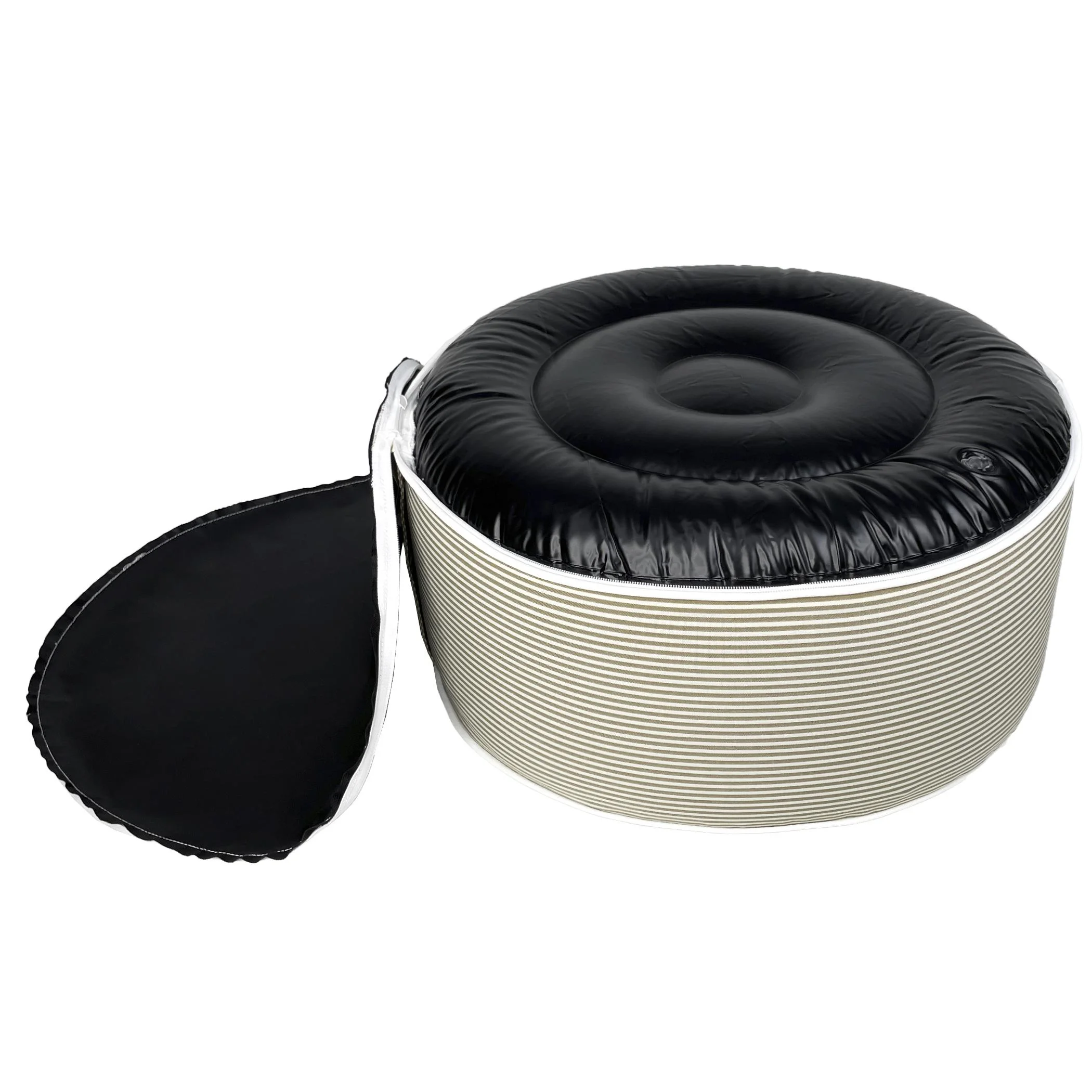 Aufblasbarer Lounge-Sitzhocker in Natur/Weiss - 5