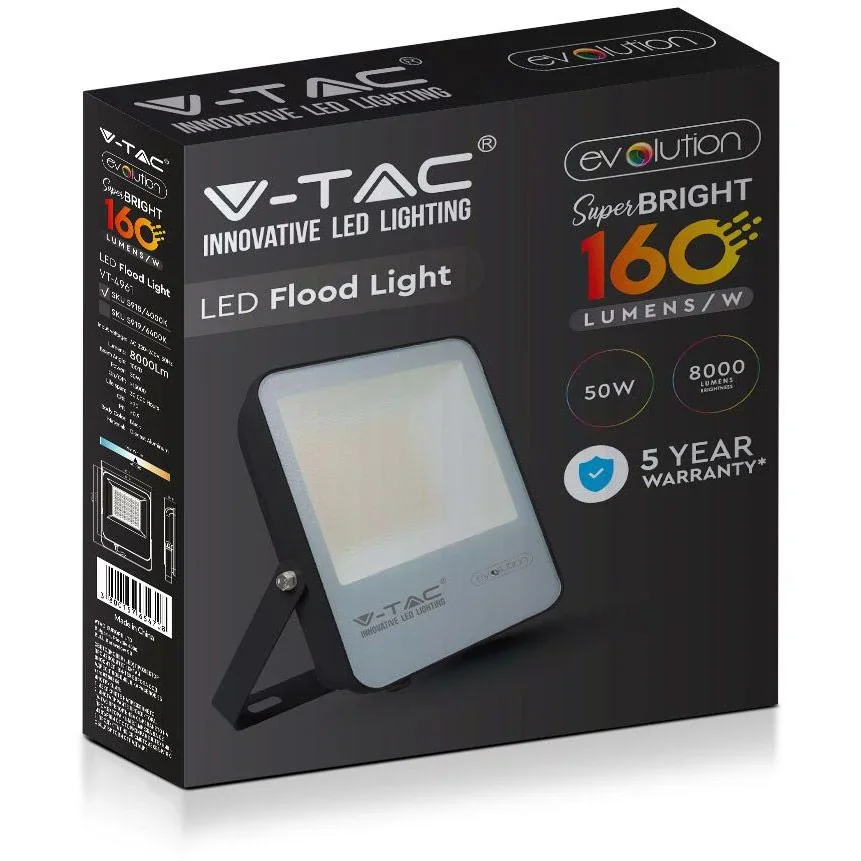 VT-4961 LED-Flutlichtstrahler - 50 W - 8000 Lm - 6400 K - schwarz - 4