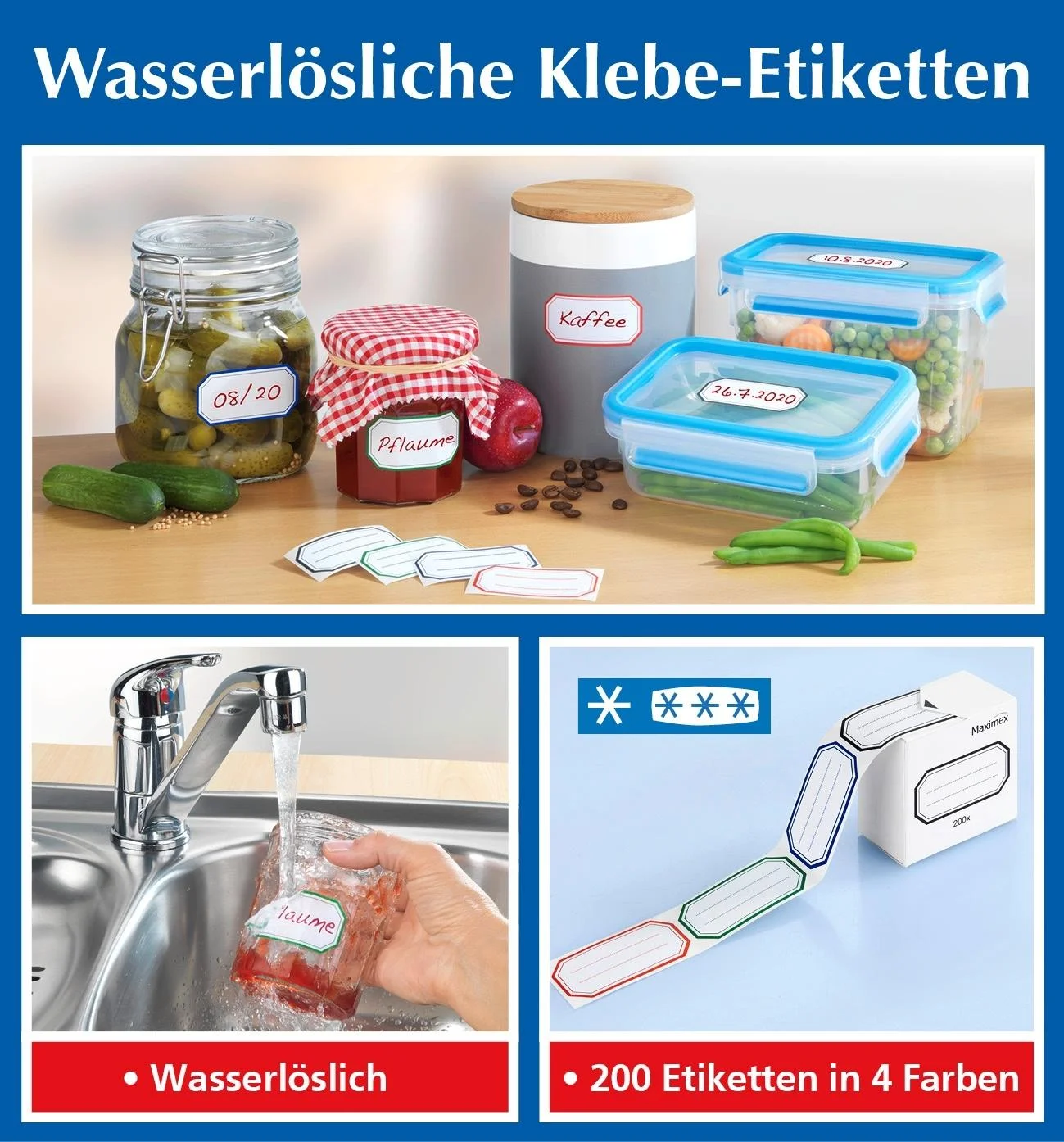Klebeetiketten, wasserlöslich, 200 Stück - 2