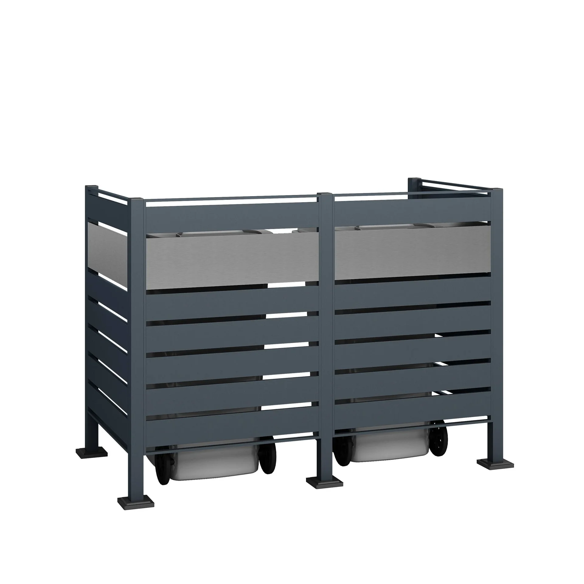 Mülltonnenverkleidung Planum 2er Box, 120 cm, antharzit - 4