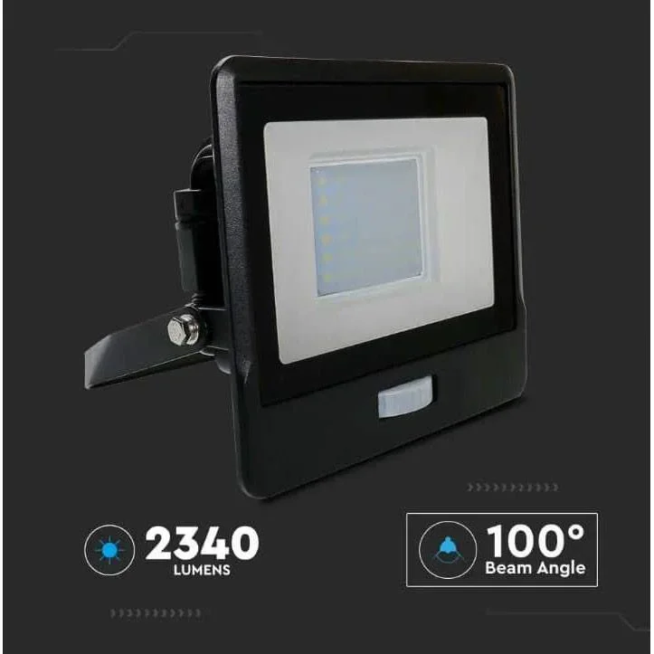 VT-138S LED-Flutlicht mit Sensor - 30 W - 2340 Lm - 6500K - Schwarz - 6