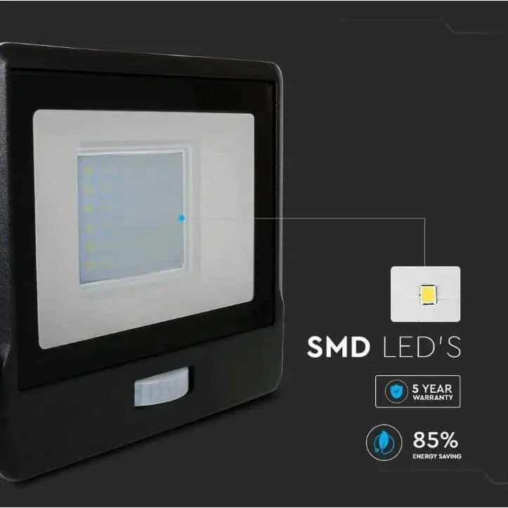 VT-138S LED-Flutlicht mit Sensor - 30 W - 2340 Lm - 6500K - Schwarz - 8