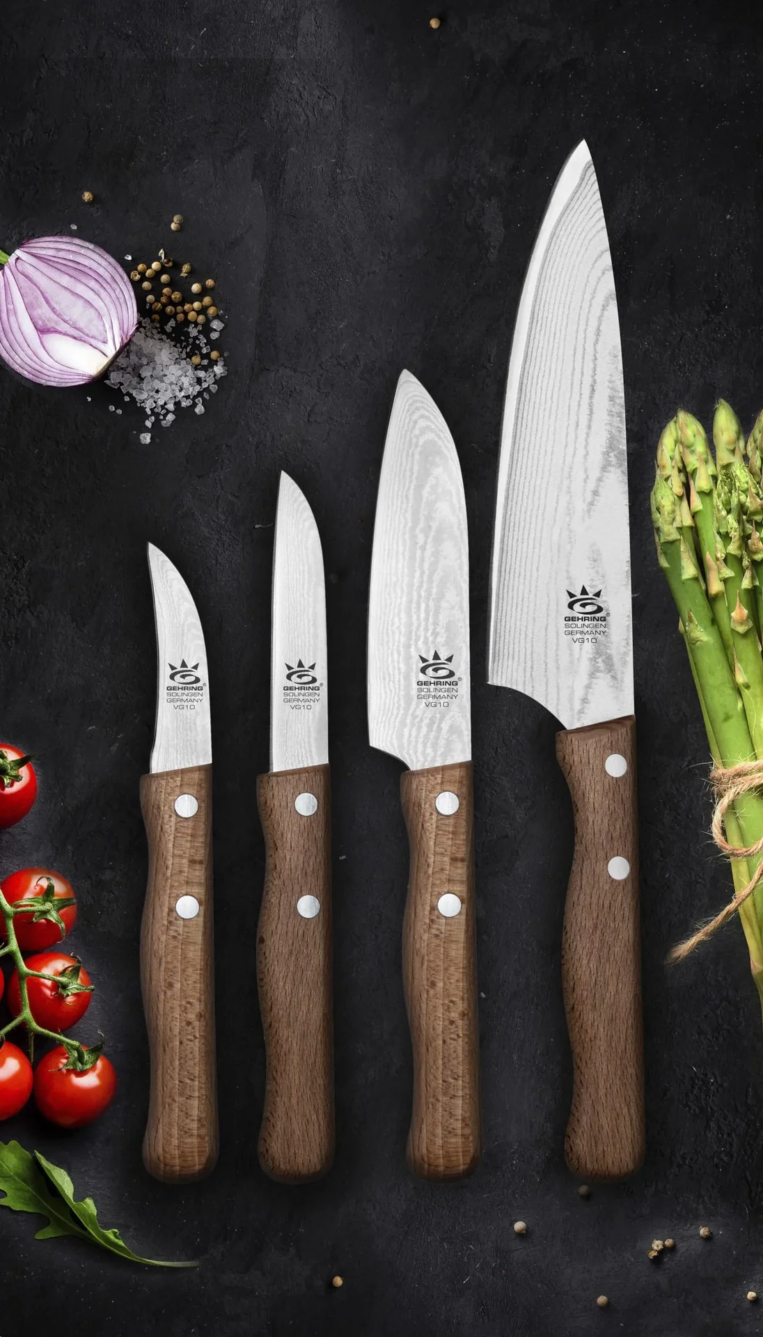 Damast Santoku Messer, Klinge 11 cm - 0