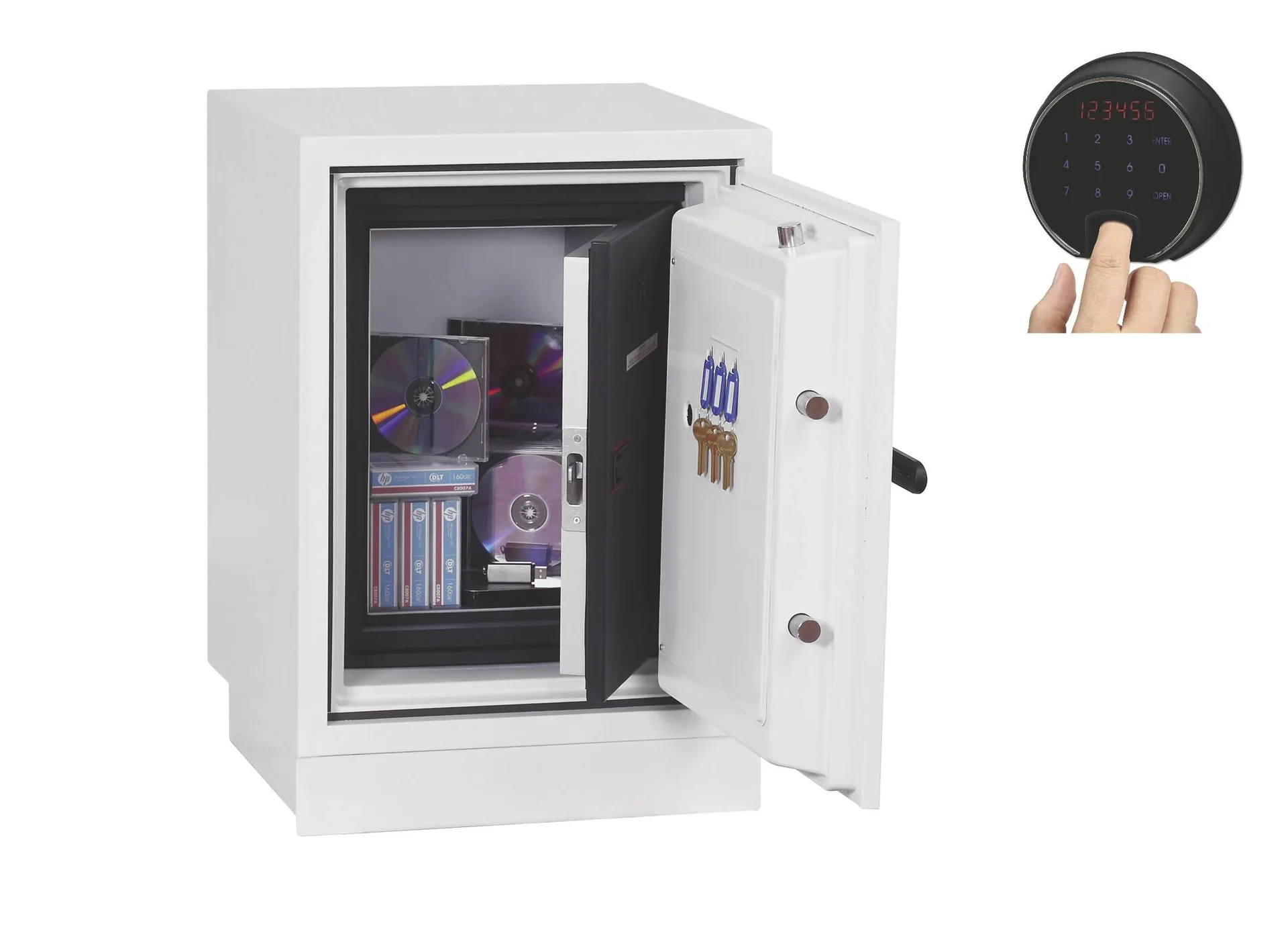 Datenschutztresor Datacare Außenmaße 600 x 470 x 470 mm, mit Fingerabdruckschloss - 0