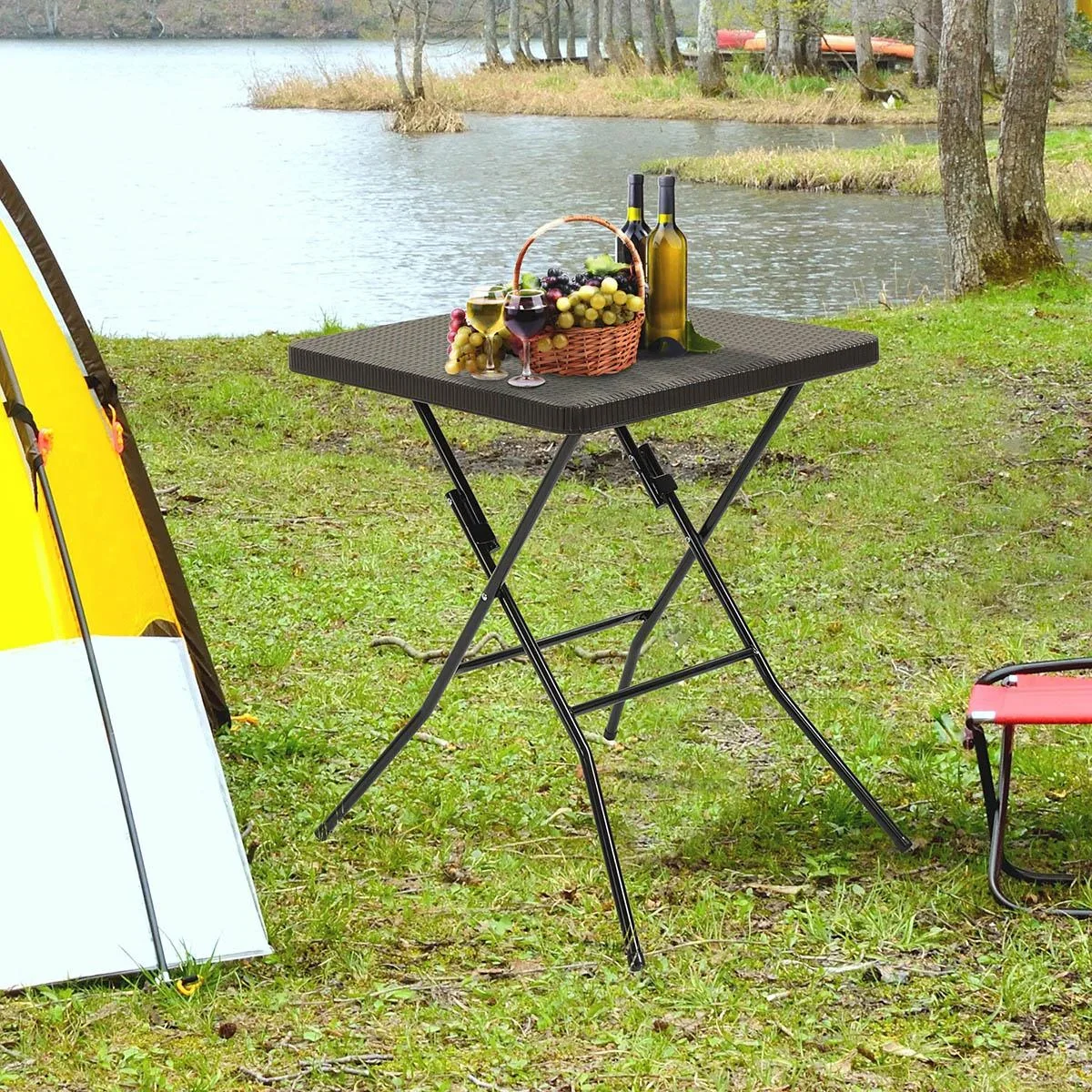 Klapptisch Rattanlook - dunkelbraun - 60 x 60 cm - 2