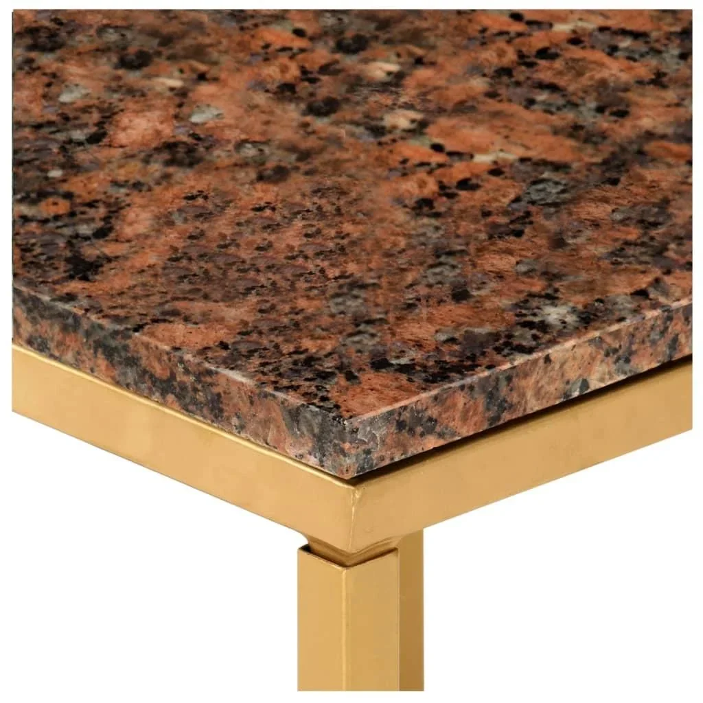 Couchtisch 40x40x35 cm echter Stein mit Marmortextur braun - 0