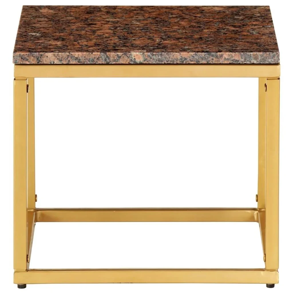 Couchtisch 40x40x35 cm echter Stein mit Marmortextur braun - 1