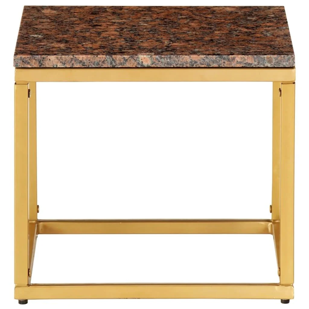 Couchtisch 40x40x35 cm echter Stein mit Marmortextur braun - 1
