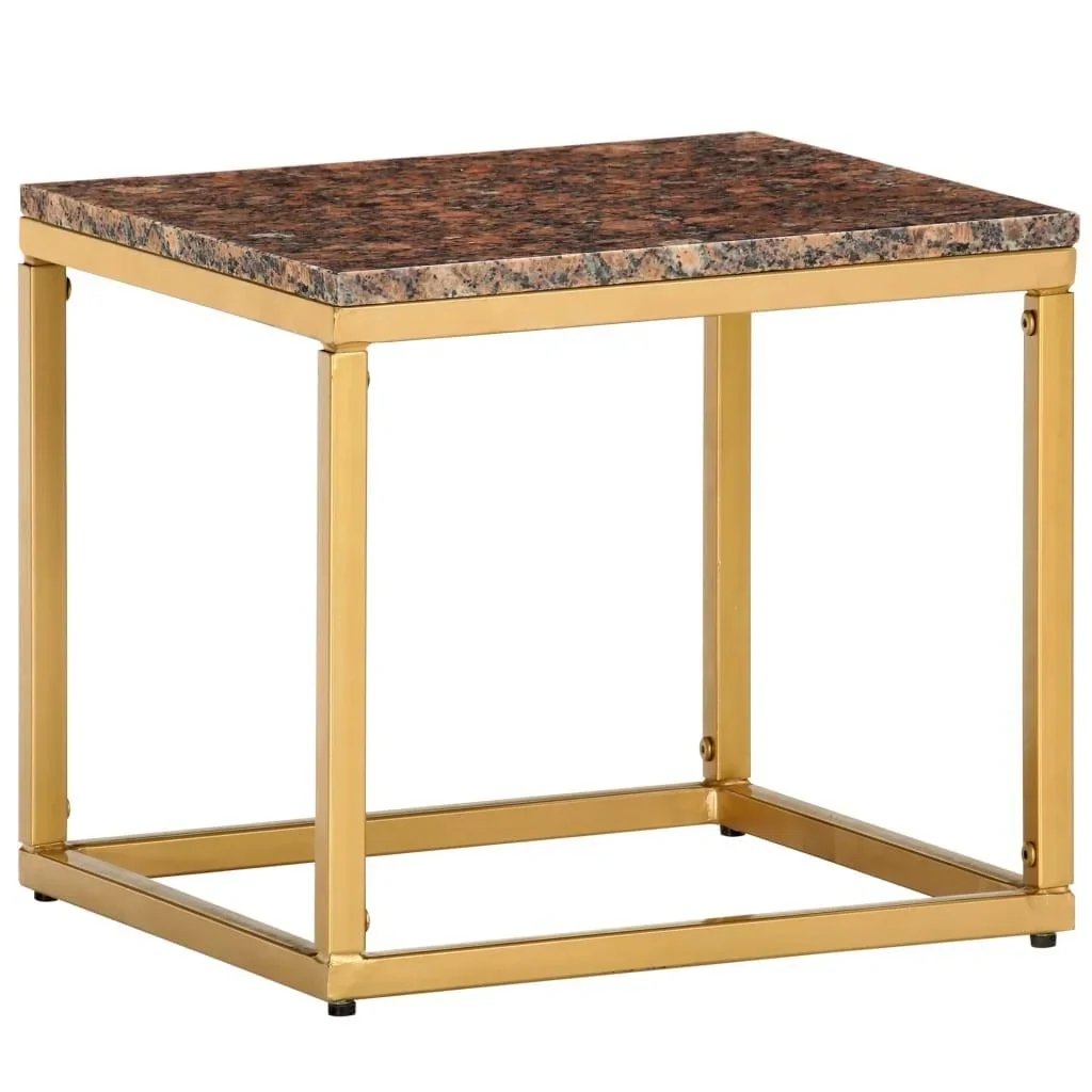 Couchtisch 40x40x35 cm echter Stein mit Marmortextur braun - 2