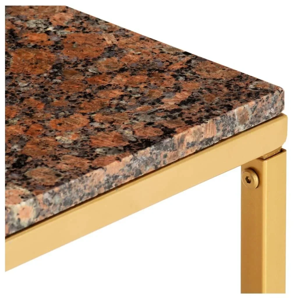 Couchtisch 40x40x35 cm echter Stein mit Marmortextur braun - 3