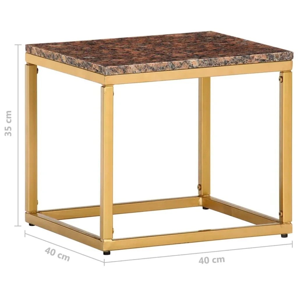 Couchtisch 40x40x35 cm echter Stein mit Marmortextur braun - 4