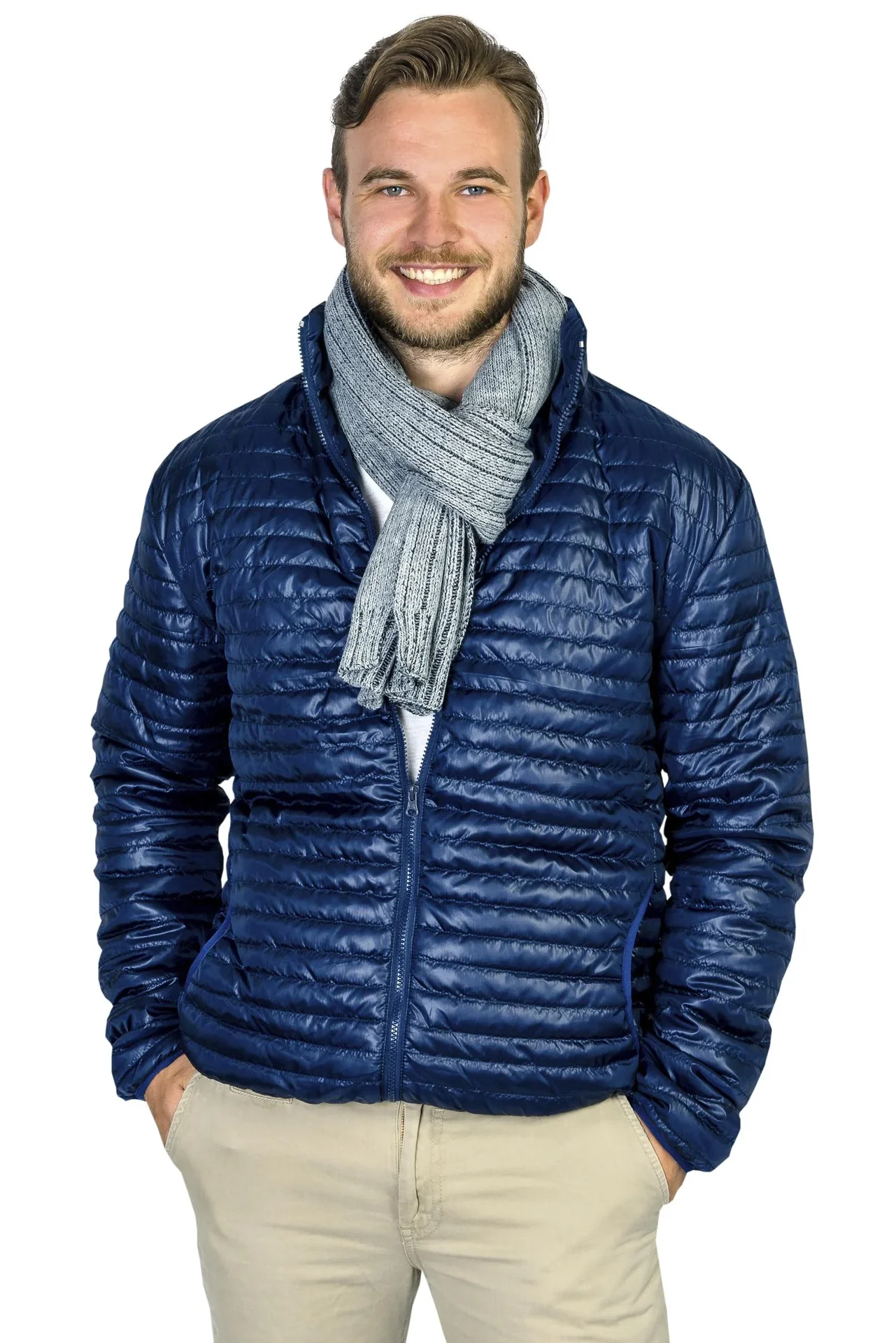 Schal mit Rippenstruktur, 30cmx200cm, Farbe grau/schwarz, Einheitsgröße - 1