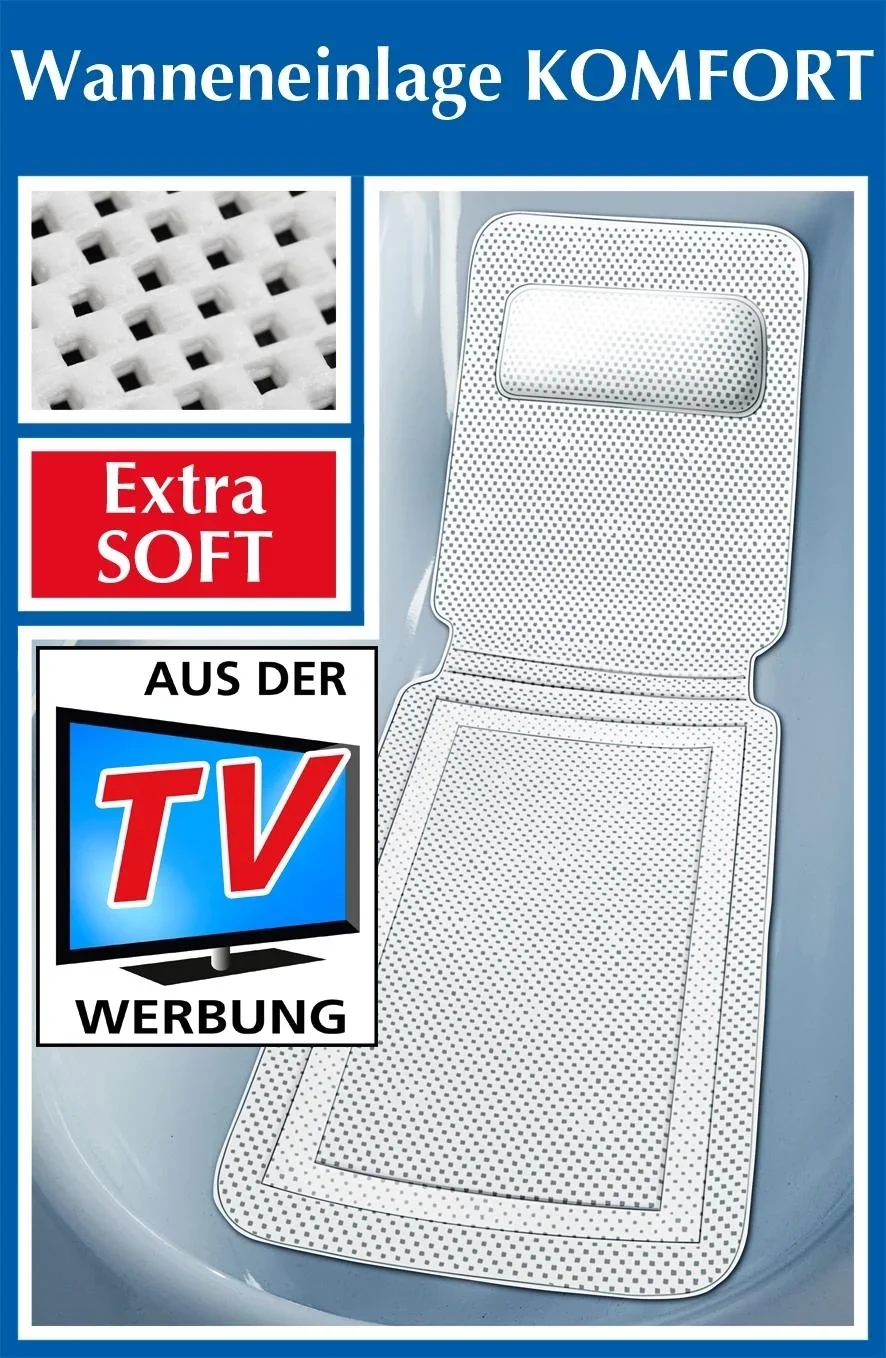 Wanneneinlage Komfort mit Nackenpolster! Soft Badewannenmatte XL - 1