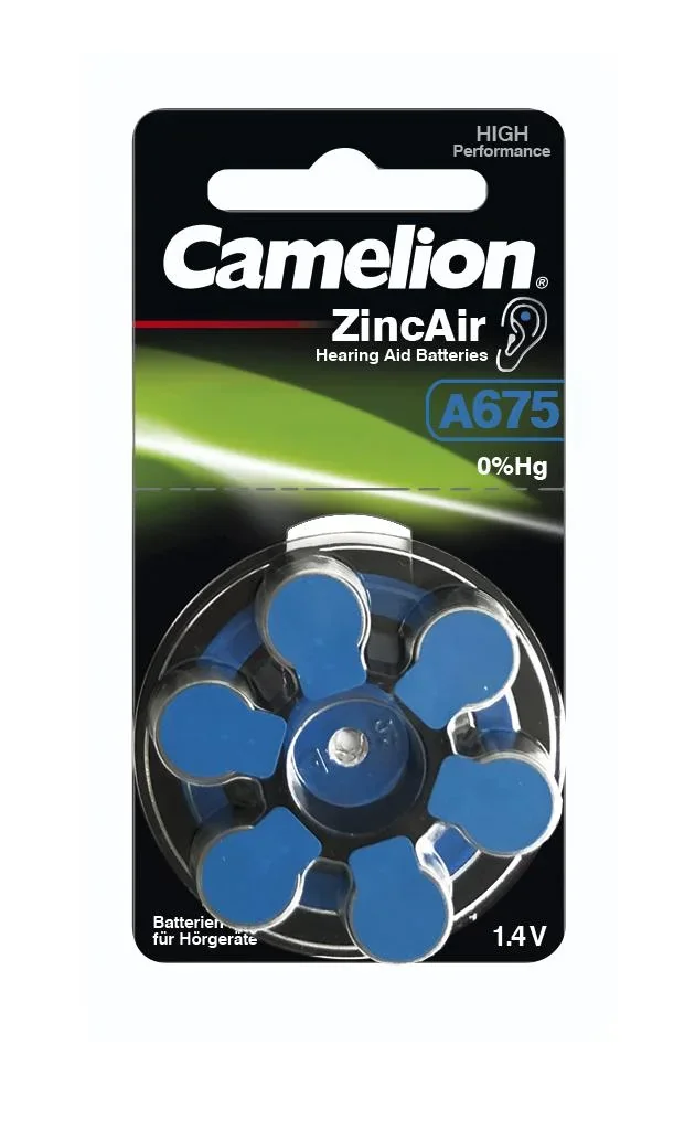 Zink-Luft Hörgeräte Batterie A675, blau - 6 Stück - 0