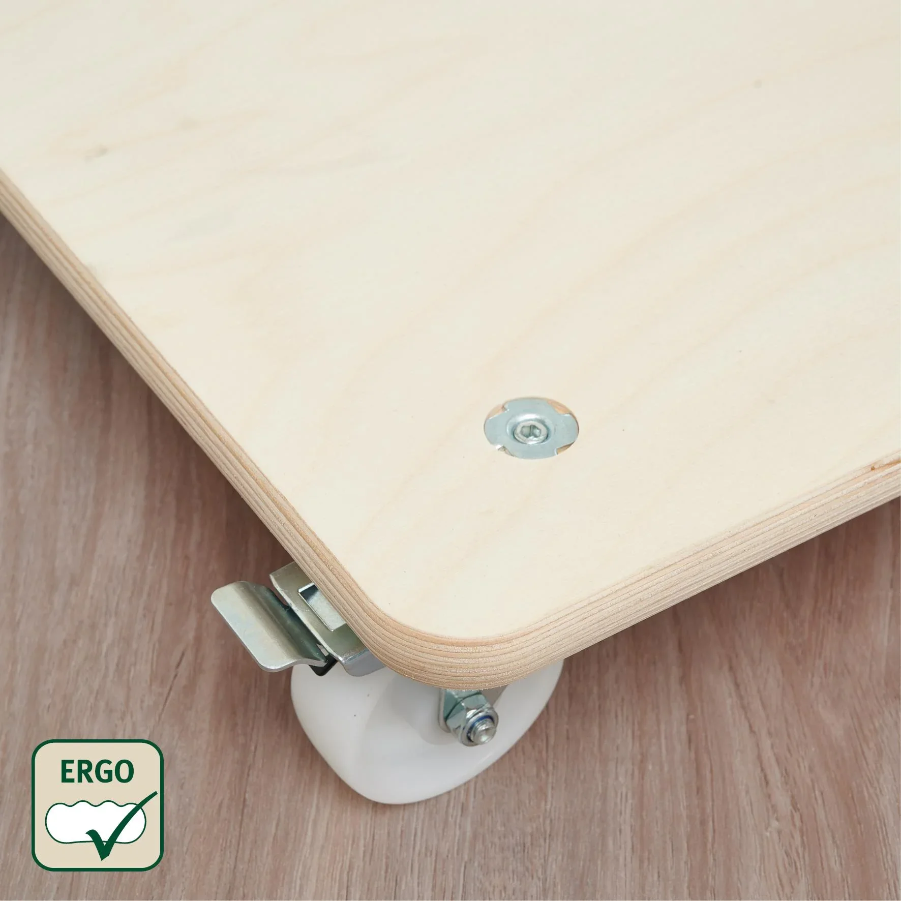 Transporthilfe MM 1116, 59 x 49 x 11 cm, harte Rollen Ø 75 mm, Rollenlager, 2 Bremsen, Multiplex FSC®, Tragkraft 250 kg - 1