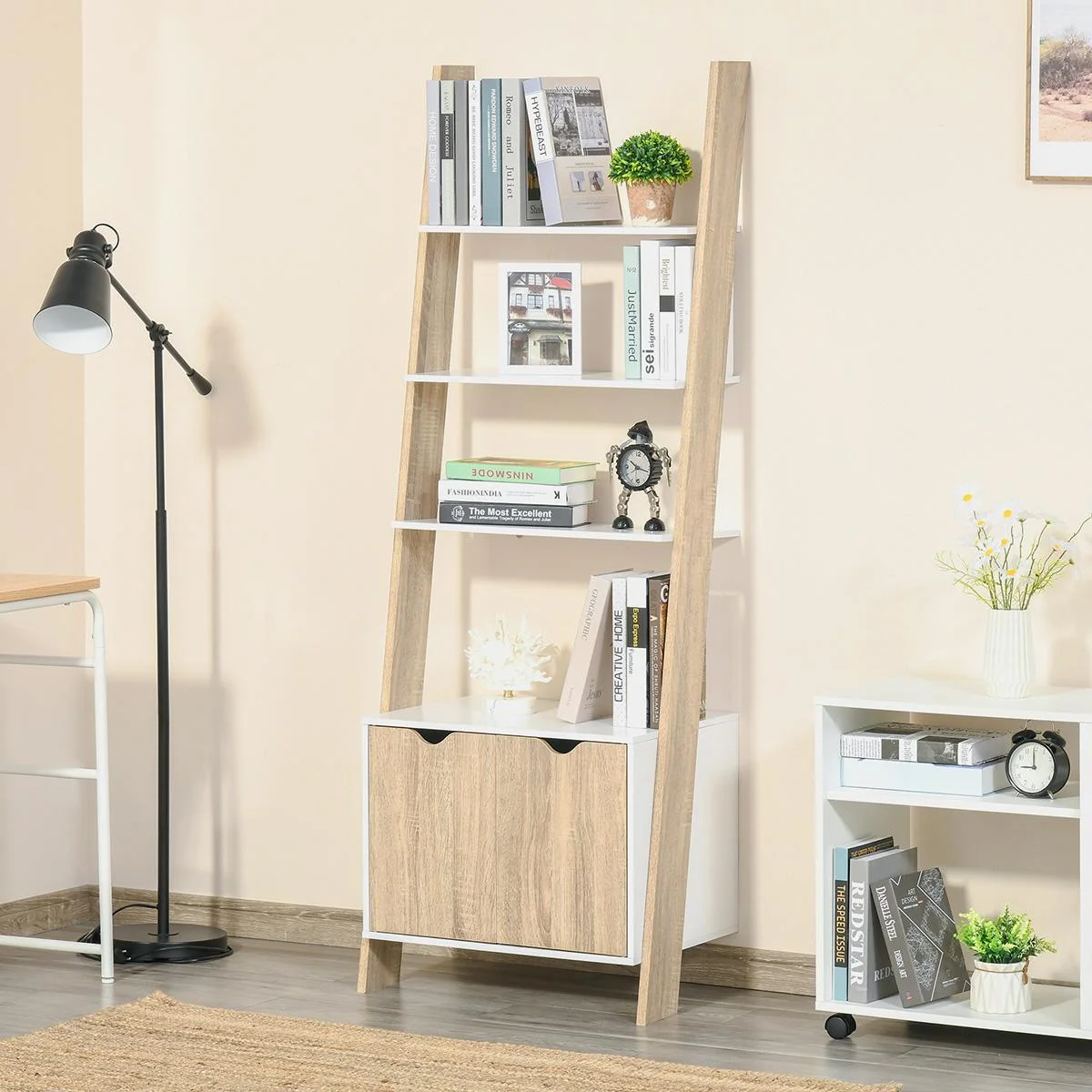 Standregal Bücherregal 3-stufiges Büroregal Lagerregal Aktenregal Küchenregal Spanplatte Eiche+Weiß 60 x 40 x 170 cm - 0