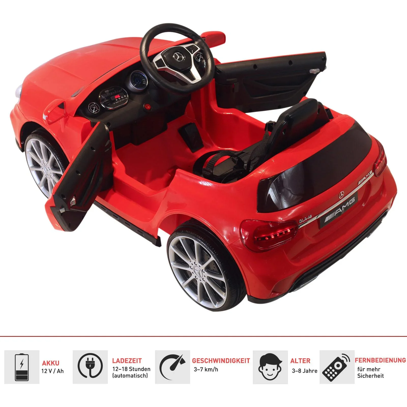 Mercedes Benz AMG Lizenz Kinder Elektroauto Kinderfahrzeug mit 1 x 6 V Motor Fernbedienung MP3 100 x 58 x 46 cm - 0
