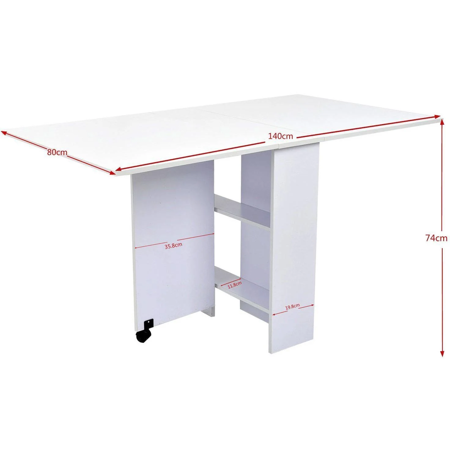 Klapptisch Esstisch mit viel Ablagefläche Holz weiß - 3