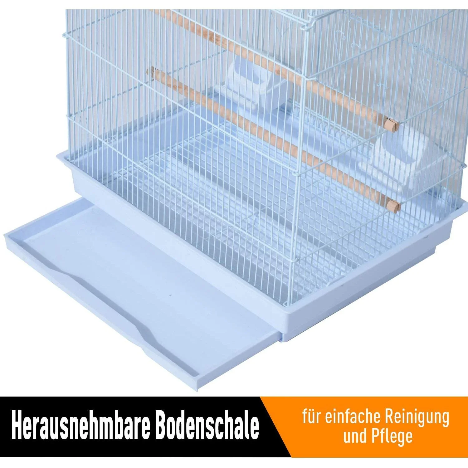 Vogelhaus Vogelkäfig Vogelvoliere für Papagei Wellensittich Vogelbauer mit rollbarem Ständer Weiß 47,5 x 37 x 153 cm - 1