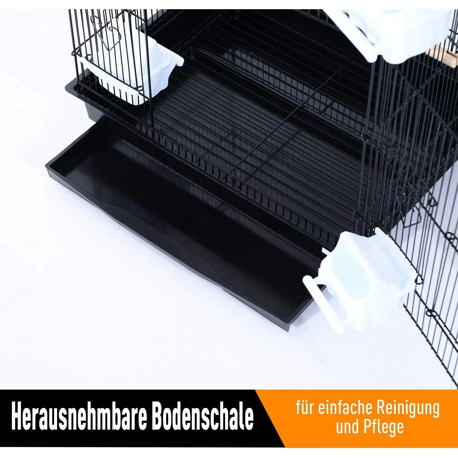 Vogelhaus Vogelkäfig Vogelvoliere für Papagei Wellensittich Vogelbauer mit ausnehmbarer Bodenschale Schwarz 47,5 x 36 x - 3