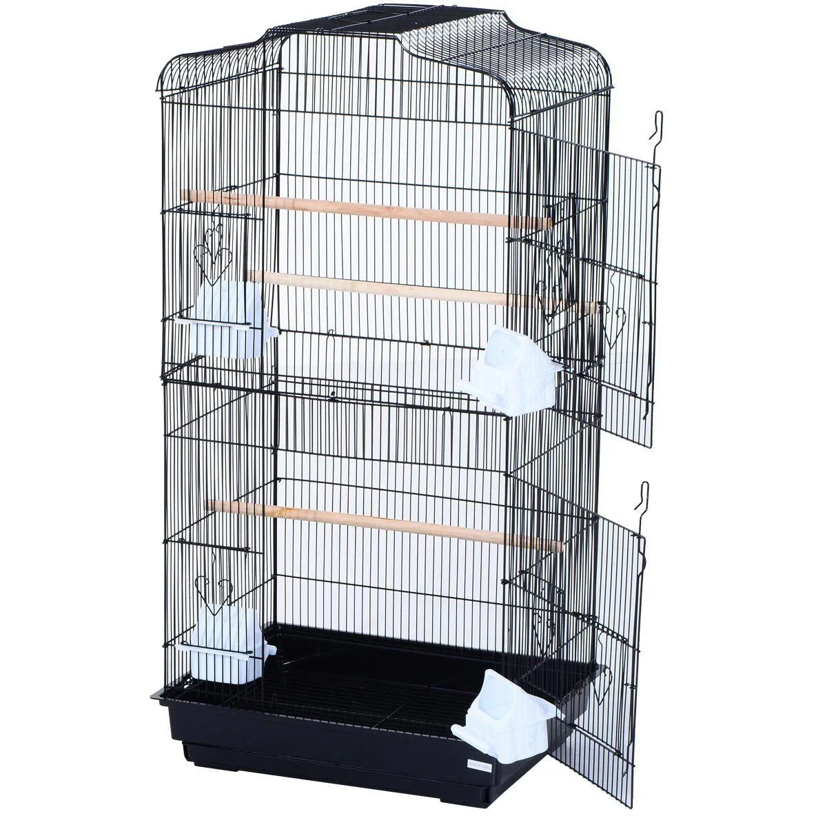 Vogelhaus Vogelkäfig Vogelvoliere für Papagei Wellensittich Vogelbauer mit ausnehmbarer Bodenschale Schwarz 47,5 x 36 x - 4