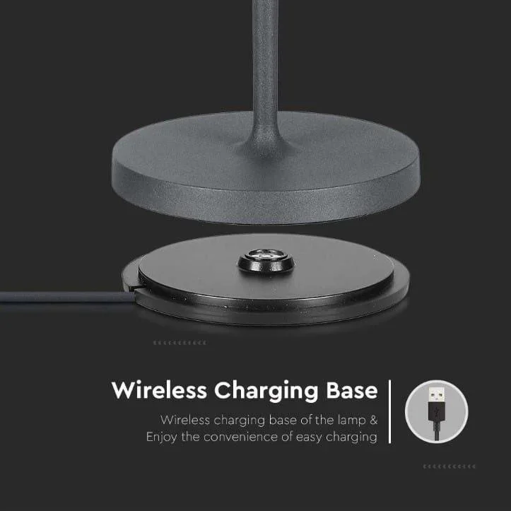 VT-7522 Tischleuchte - 3000K - Dimmbar über Touch - Wiederaufladbar - Grau - IP54 - 0