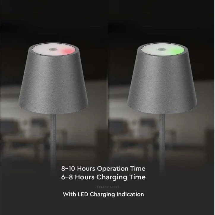 VT-7522 Tischleuchte - 3000K - Dimmbar über Touch - Wiederaufladbar - Grau - IP54 - 4