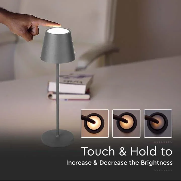 VT-7522 Tischleuchte - 3000K - Dimmbar über Touch - Wiederaufladbar - Grau - IP54 - 5