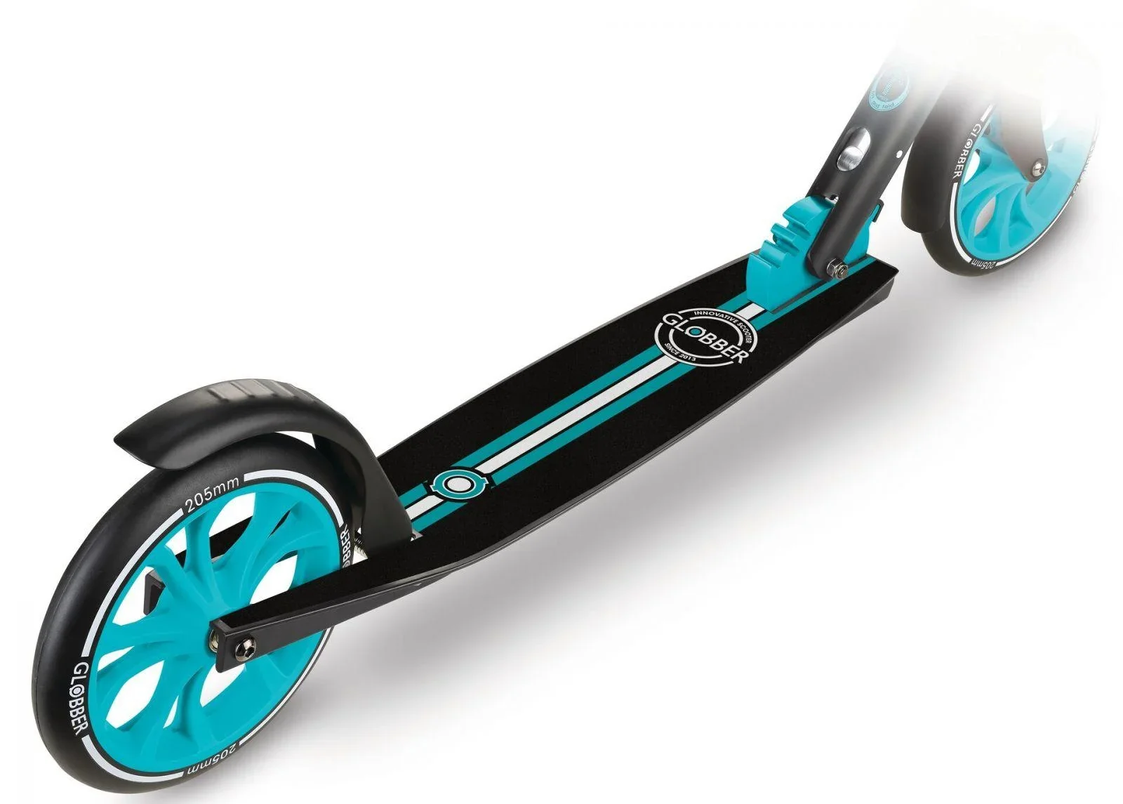 NL 205 Tretroller, 205 mm, ABEC 7, höhenverstellbar, Frontfederung, Klappmechanismus, türkis - 0