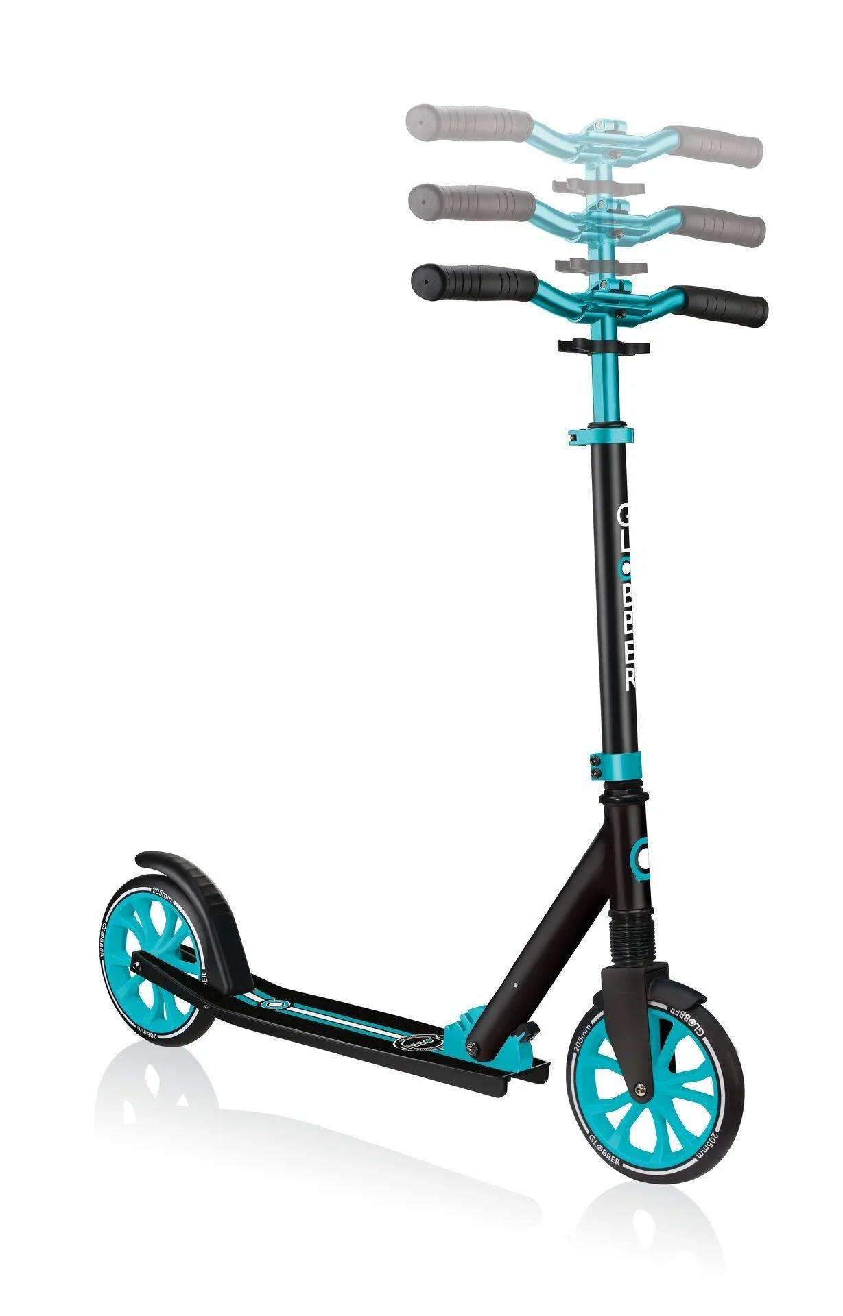 NL 205 Tretroller, 205 mm, ABEC 7, höhenverstellbar, Frontfederung, Klappmechanismus, türkis - 7