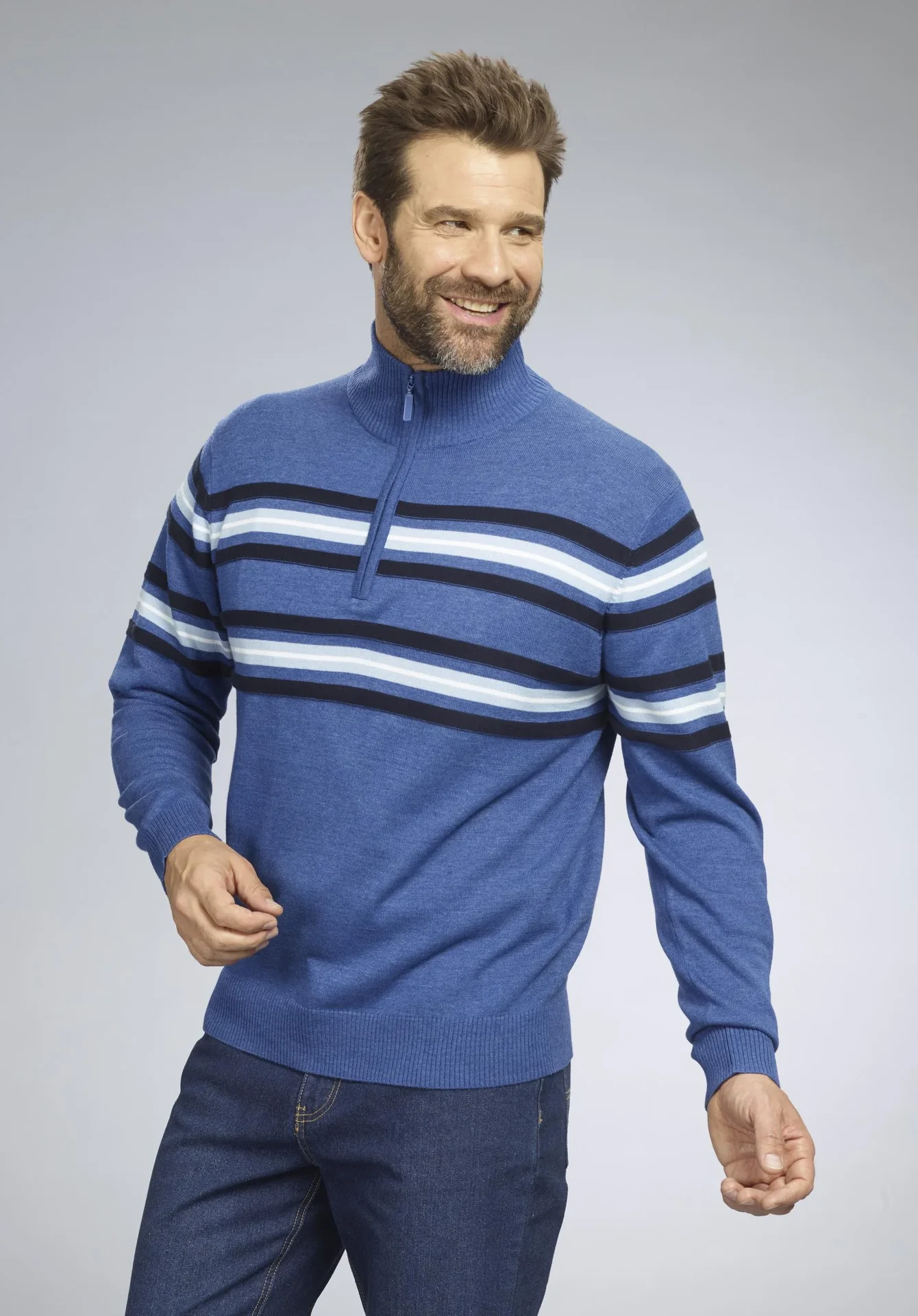 Pullover mit Streifen, Farbe blau, Gr.M - 2