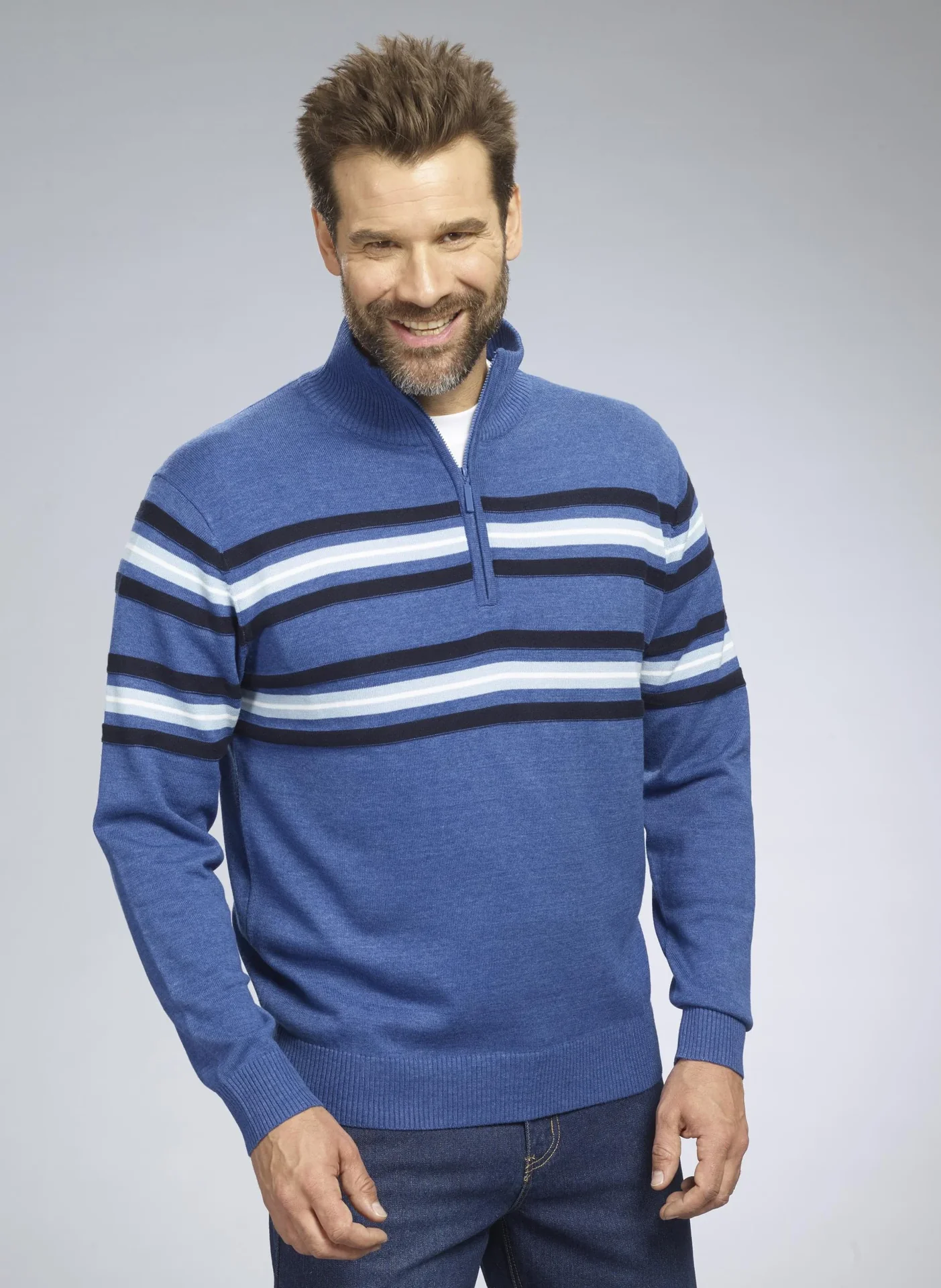 Pullover mit Streifen, Farbe blau, Gr.M - 4