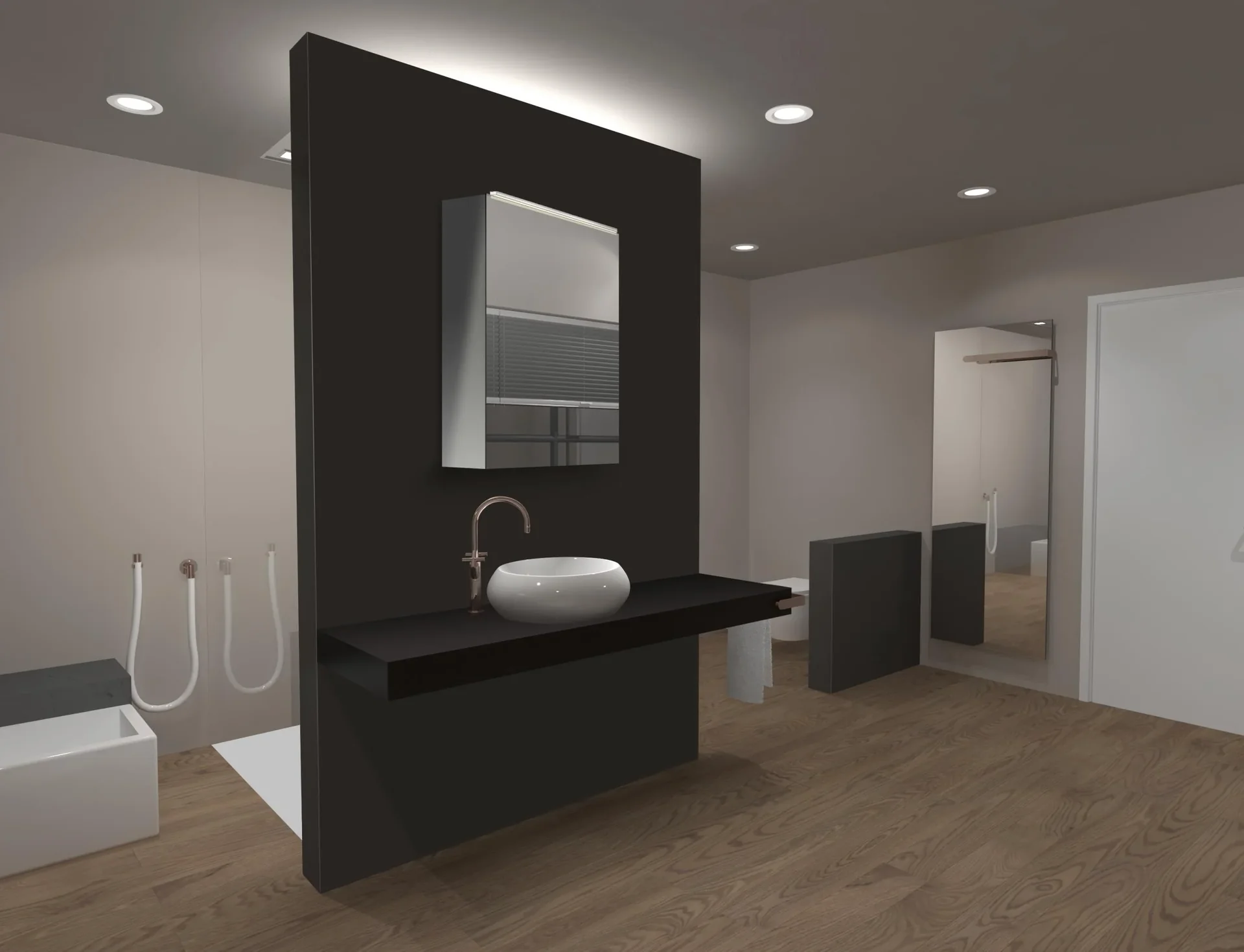 Spiegelschrank Bad mit Beleuchtung, "Mirage" - 50 x 60 cm - Lichtfarbe neutralweiß - Aluminiumkorpus - 1