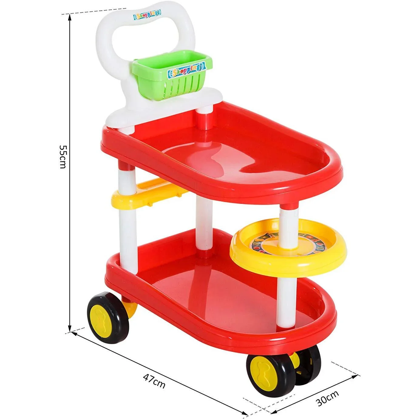 Kinder Supermarkt Warenkorb Kassierer Trolly Rollenspiel Spielzeug Rot - 3