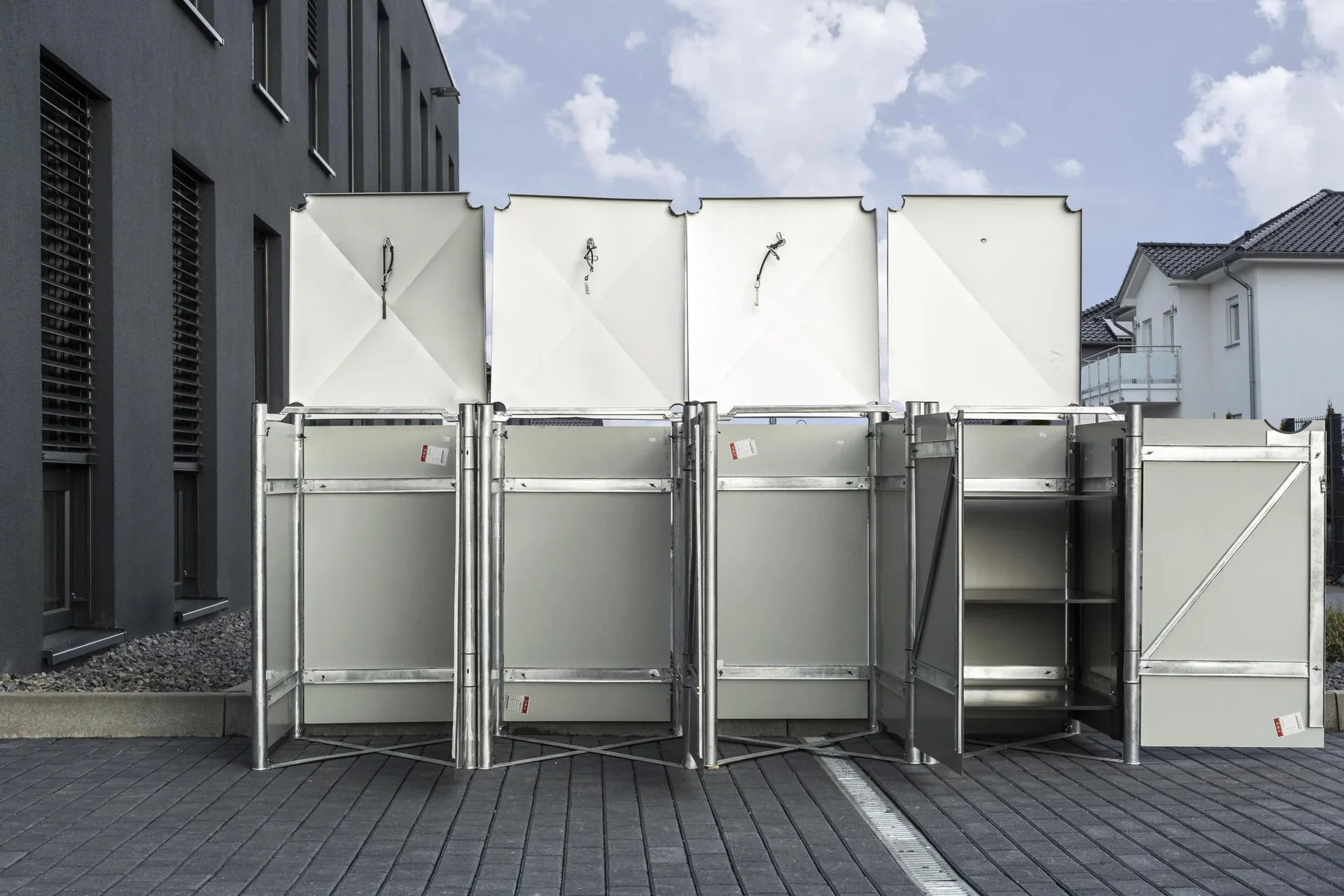 Mülltonnenbox 240 Liter, Schwarz, 4-fach - 2