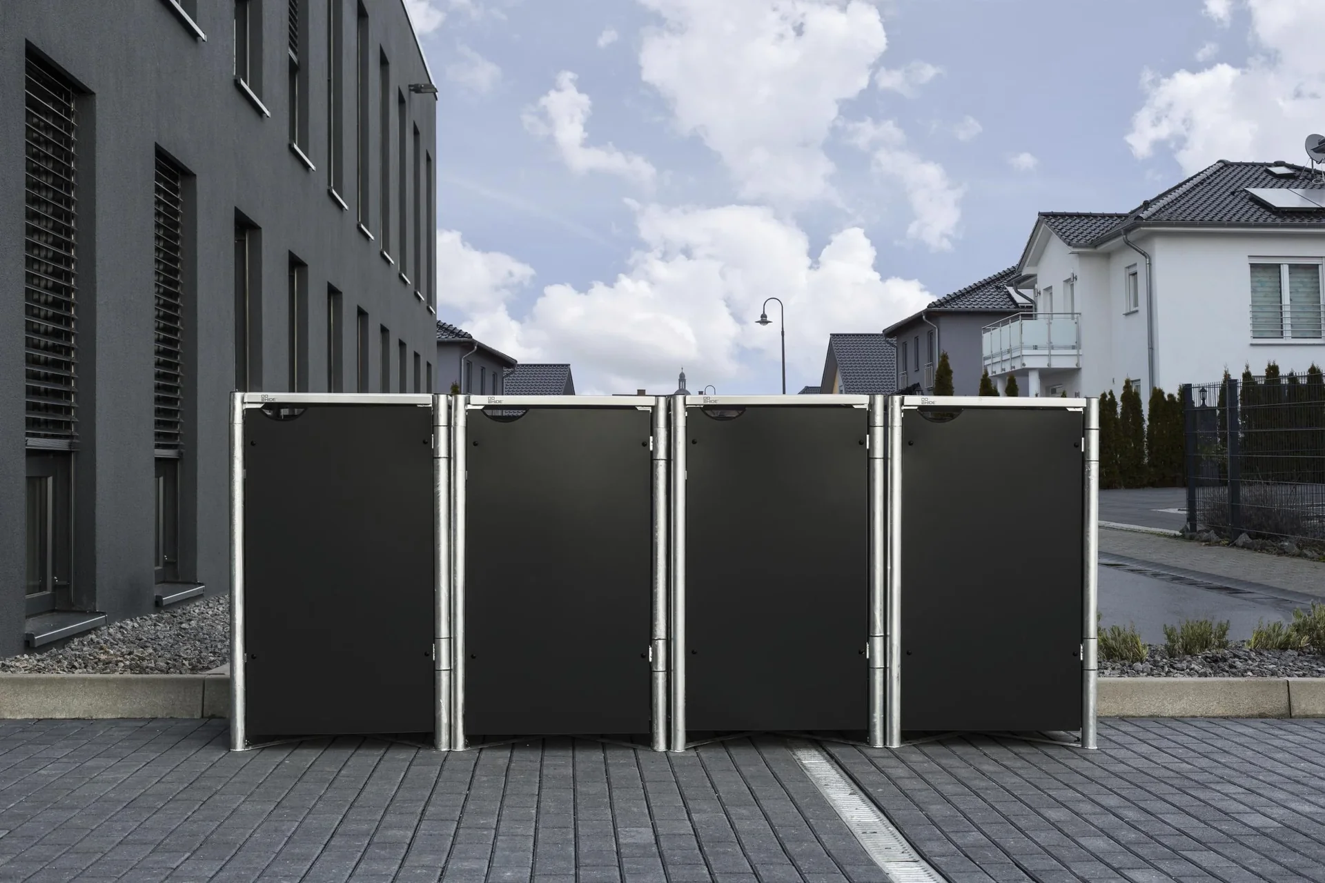 Mülltonnenbox 240 Liter, Schwarz, 4-fach - 3