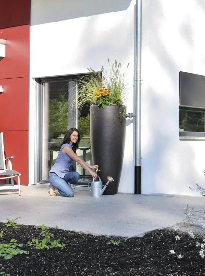 2 in 1 Regentonne, Wasserbehälter, 300 Liter, Mocca - 1