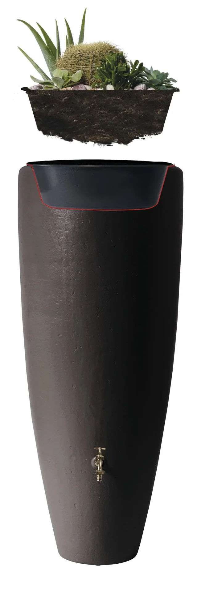 2 in 1 Regentonne, Wasserbehälter, 300 Liter, Mocca - 2