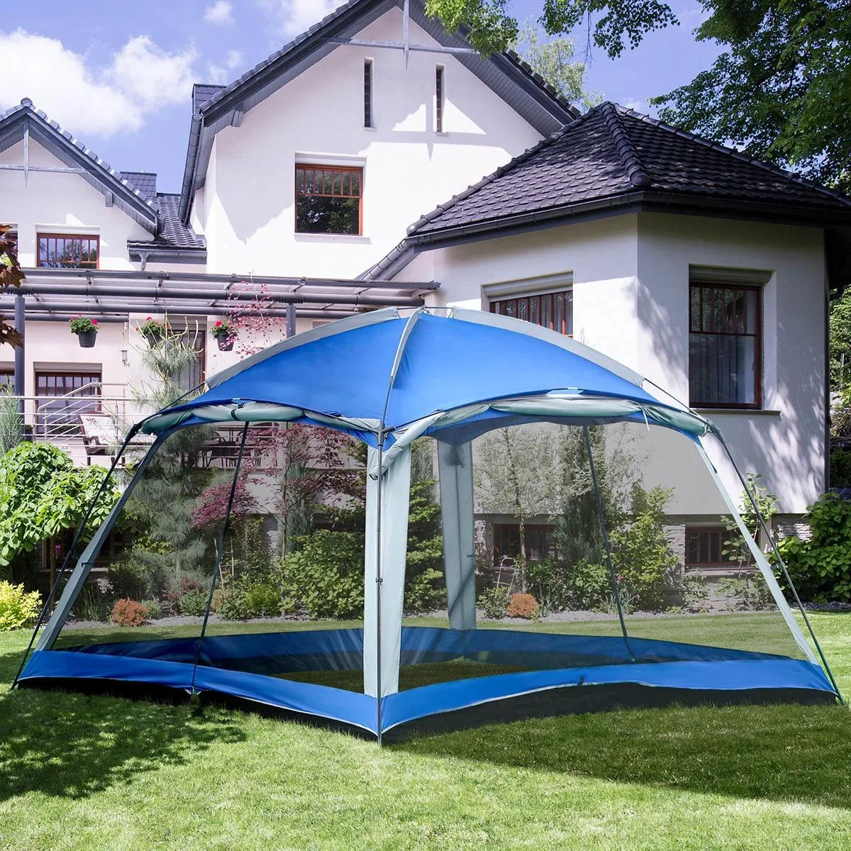 Campingzelt für 8 Personen - inklusive Tragetasche - Blau - 3,6 x 3,6 x 2 m - 0