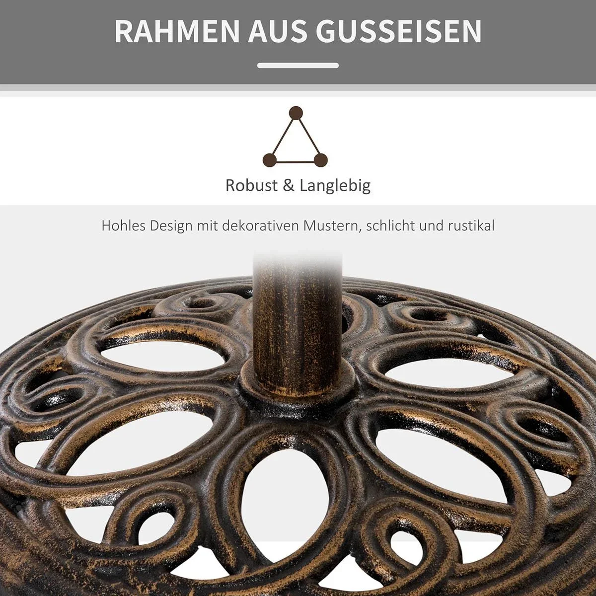 Sonnenschirmständer aus Gusseisen 11,5 kg Schirmständer für Sonnenschirm Schirmstangen 38 mm/48 mm rund Sonnenschirmfuß - 1