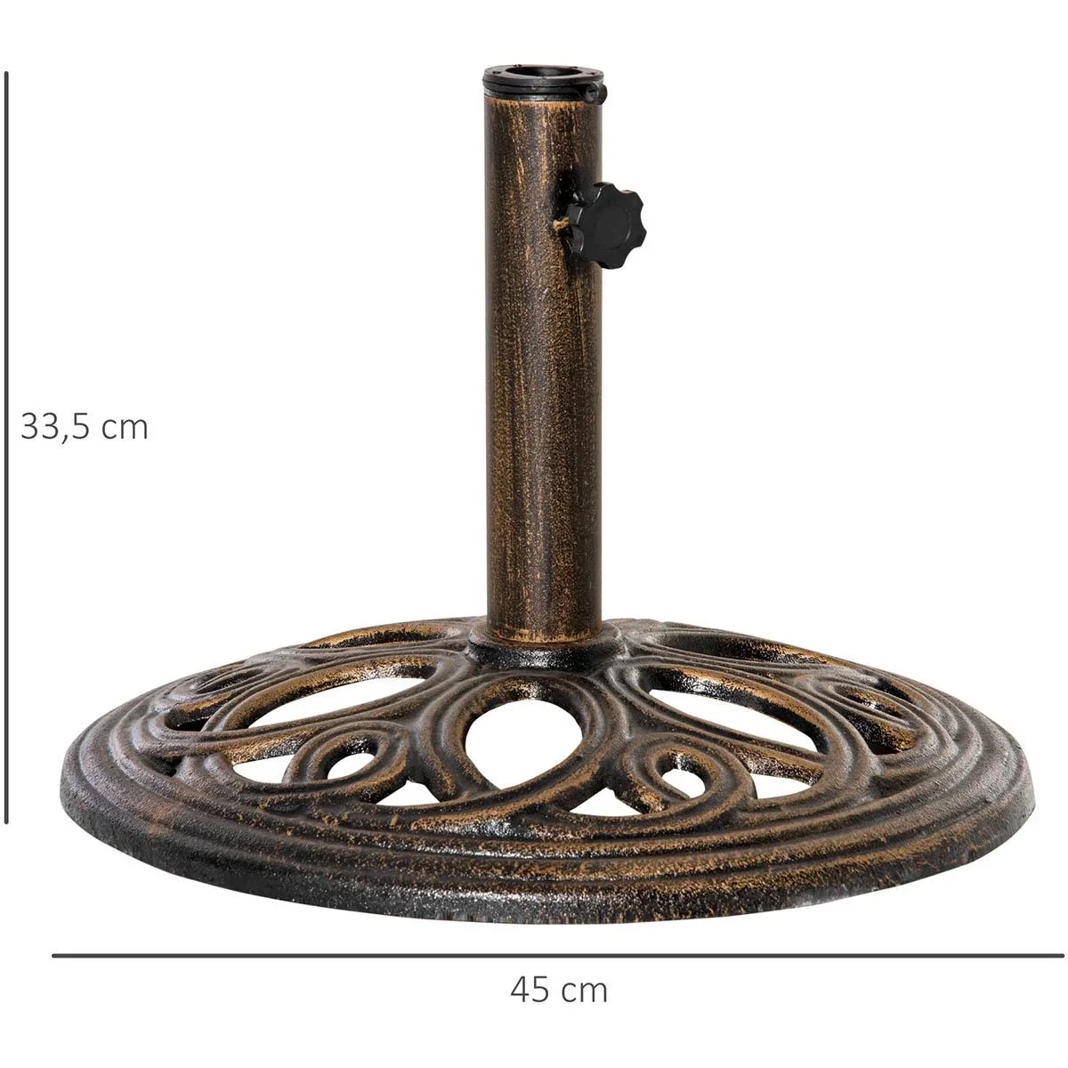 Sonnenschirmständer aus Gusseisen 11,5 kg Schirmständer für Sonnenschirm Schirmstangen 38 mm/48 mm rund Sonnenschirmfuß - 3