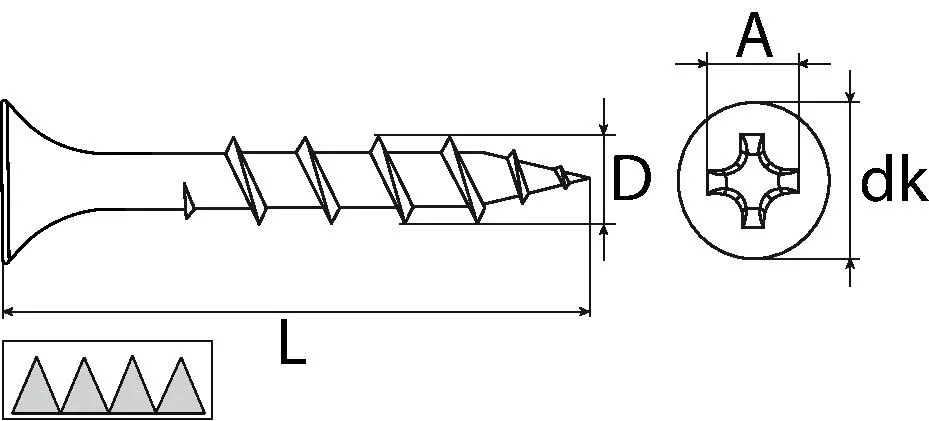 Schnellbauschrauben PH Trompetenkopf Grobgewinde phosphatiert 3.9x25mm PH 1000 Stück - 0