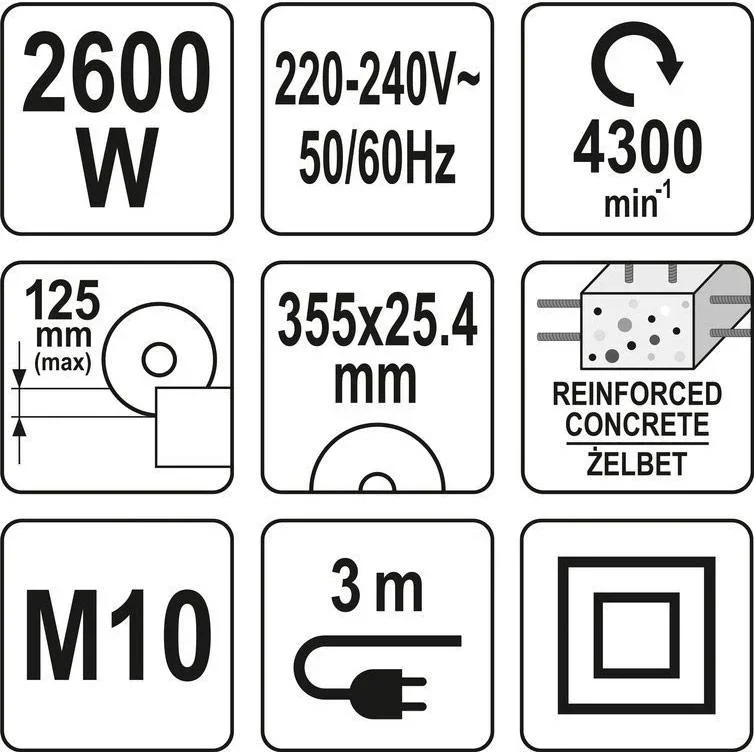 Betonsäge - 2600W - 350 mm - 2